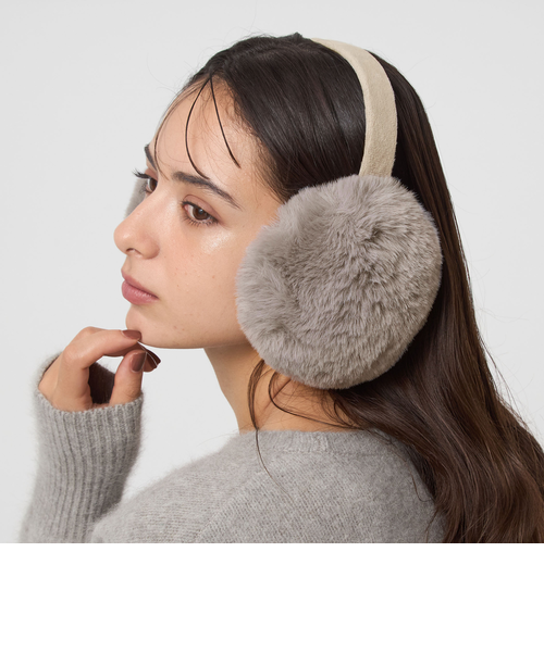 限定価格❣️GRAPE 楽譜 ニット ヘアバンド ファー イヤーマフ グレー GRAPE 楽譜ニットヘアバンドファーイヤー マフグレー