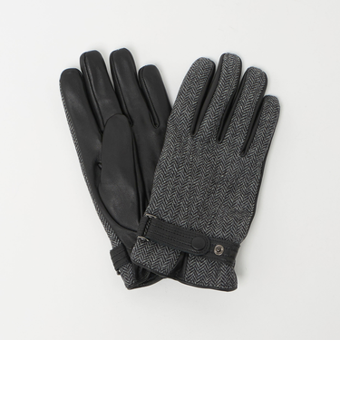 MOON ムーン ヘリンボーン×レザー グローブ -タッチパネル対応-