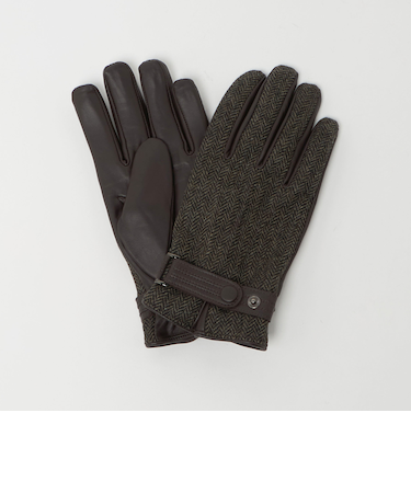 MOON ムーン ヘリンボーン×レザー グローブ -タッチパネル対応-