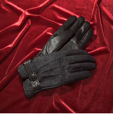 MOON ムーン ヘリンボーン×レザー グローブ -タッチパネル対応-