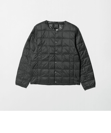 <TAION>クルーネック ボタン ダウンジャケット