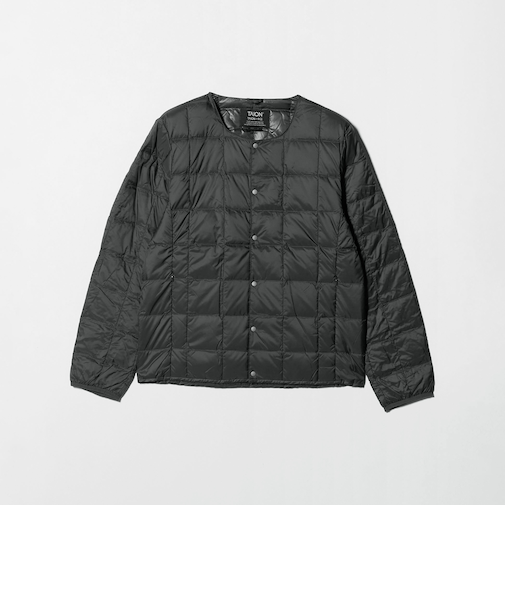 <TAION>クルーネック ボタン ダウンジャケット