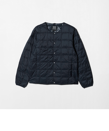 <TAION>クルーネック ボタン ダウンジャケット