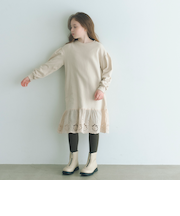 裏毛ヘムレース ワンピース / キッズ 100cm-160cm