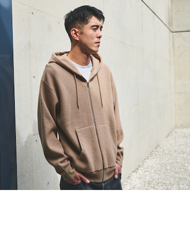 ウールミックス ジップ パーカー フーディ
