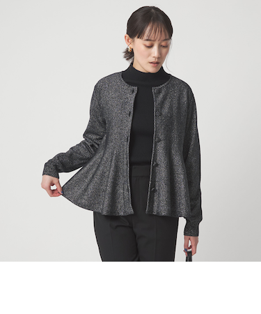 ペプラム クルミボタン ニット カーディガン