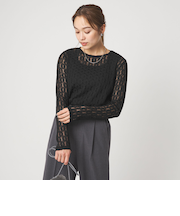 【WEB限定】<at ease>シャーリングレース プルオーバー カットソー