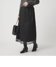 シアー レース ギャザー スカート