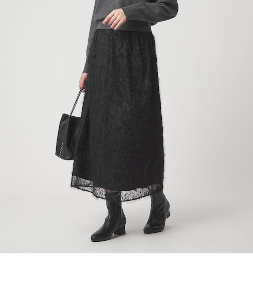 シアー レース ギャザー スカート