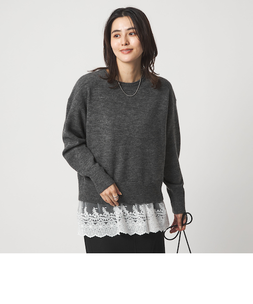 ニット × レース キャミソール プルオーバー セット