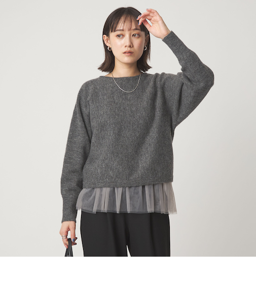 ニット × チュール キャミソール プルオーバー セット