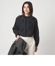 フェイクパール スタンドネック ブラウス