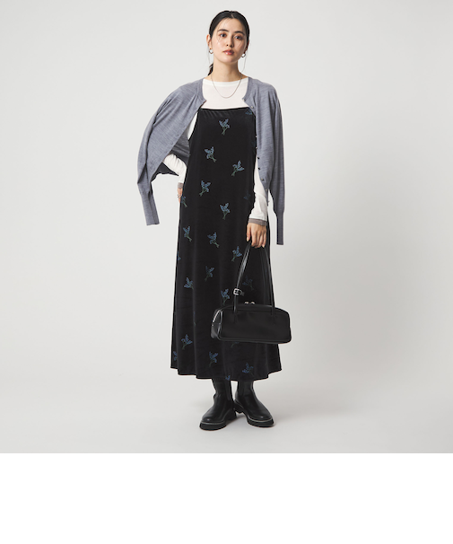 ベロア シシュウ キャミソール ワンピース