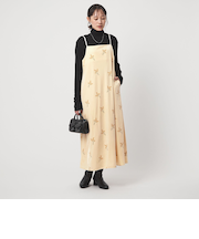 ベロア シシュウ キャミソール ワンピース