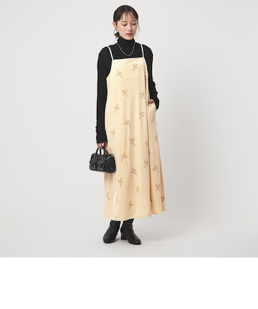 ベロア シシュウ キャミソール ワンピース