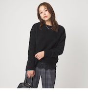 ヘアリー ニット ロング プルオーバー