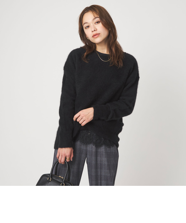 ヘアリー ニット ロング プルオーバー