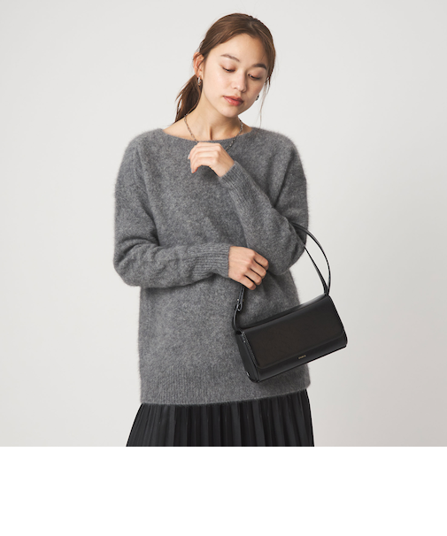 ヘアリー ニット ロング プルオーバー