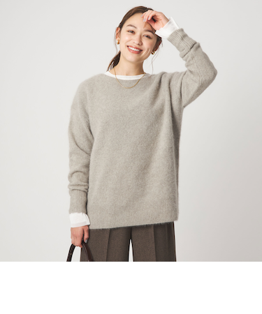 ヘアリー ニット ロング プルオーバー