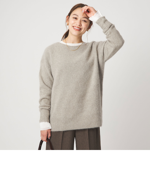 ヘアリー ニット ロング プルオーバー