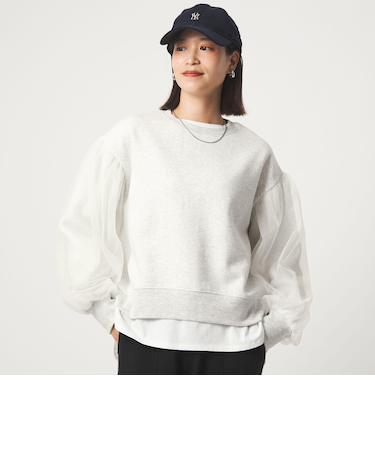 【WEB限定】＜at ease＞チュール ドッキング スウェット プルオーバー