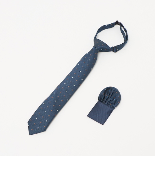 ネクタイ チーフ セット（ドット） / キッズ 手洗い可能｜グリーン