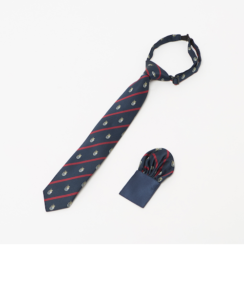 ネクタイ チーフ セット（クレスト） / キッズ 手洗い可能｜グリーン