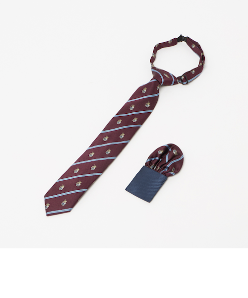 ネクタイ チーフ セット（クレスト） / キッズ 手洗い可能｜グリーン