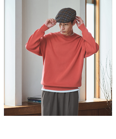 コットン スウェット クルーネック ニット