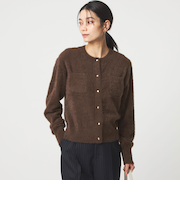 フラッフ フェザーヤーン ゴールドカラーボタン ニット カーディガン