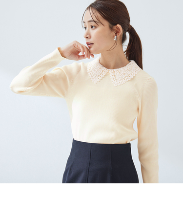 リブ エリレース 2WAY ニット プルオーバー ウォッシャブル