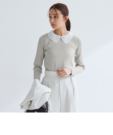 リブ エリレース 2WAY ニット プルオーバー ウォッシャブル