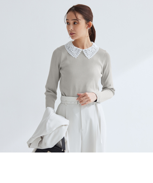 リブ エリレース 2WAY ニット プルオーバー ウォッシャブル