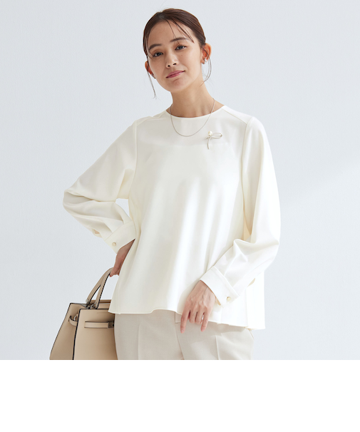 ［size SHORTあり］パウドレ プリーツ ブラウス ウォッシャブル ストレッチ