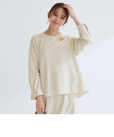 ［size SHORTあり］パウドレ プリーツ ブラウス ウォッシャブル ストレッチ