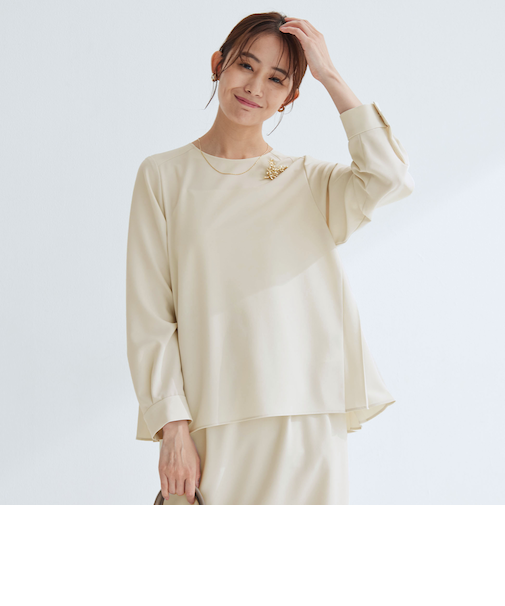 ［size SHORTあり］パウドレ プリーツ ブラウス ウォッシャブル ストレッチ