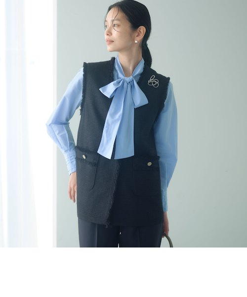 size SHORTあり］ライト ツイードライク ジレ｜グリーンレーベル