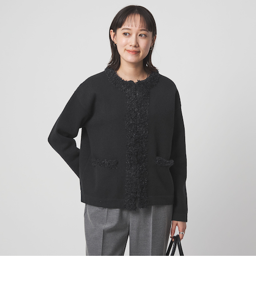 ブークレ×フリンジ カーディガン ウォッシャブル