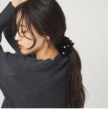 【WEB限定】起毛 ヘアカフ(フェイクパール)クラップカフ / ポニーフック / フックポニー