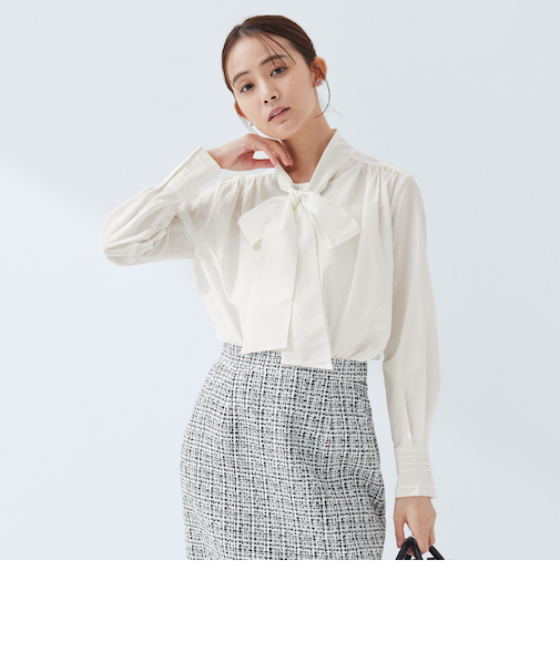 ［size SHORTあり］ボウタイ ギャザー ブラウス