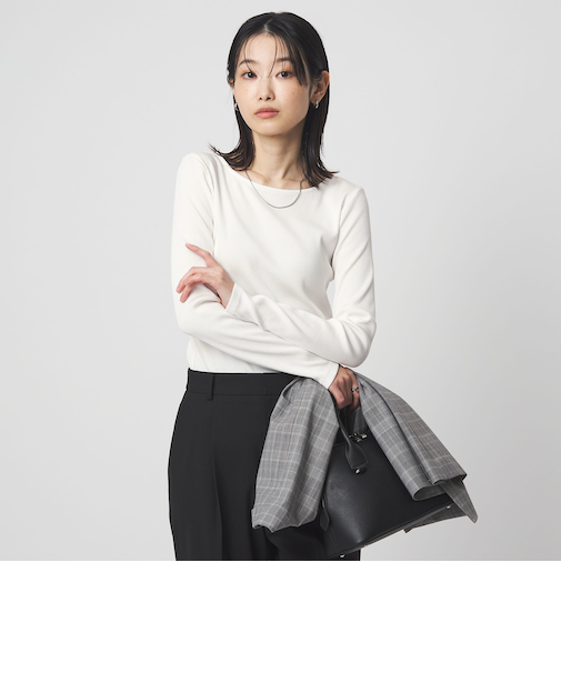 ブライトリブ ボートネック ロングスリーブ カットソー