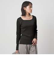 ブライトリブ スクエアネック ロングスリーブ カットソー