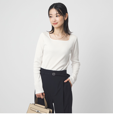 ブライトリブ スクエアネック ロングスリーブ カットソー