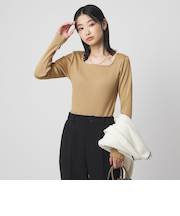 ブライトリブ スクエアネック ロングスリーブ カットソー