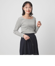 ブライトリブ スクエアネック ロングスリーブ カットソー