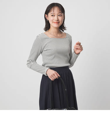 ブライトリブ スクエアネック ロングスリーブ カットソー