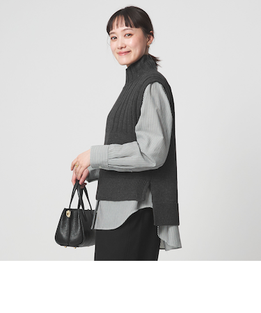 ニット タートル ベスト × シャツ セット