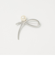 メタルライン＆フェイクパール ブローチ