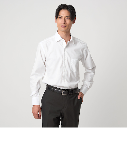 コットン ブロード ワイドカラー ドレスシャツ -形態安定-