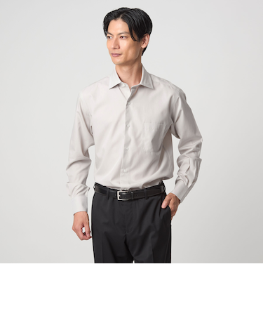 コットン ブロード ワイドカラー ドレスシャツ -形態安定-